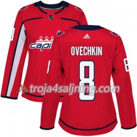 Washington Capitals tröja Alex Ovechkin 8 Röd 2017-2018 Adidas Authentic - Dame NHL Tröjor